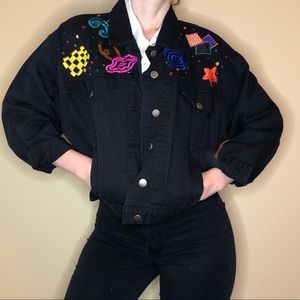 80’s Vintage Black Denim Jacket